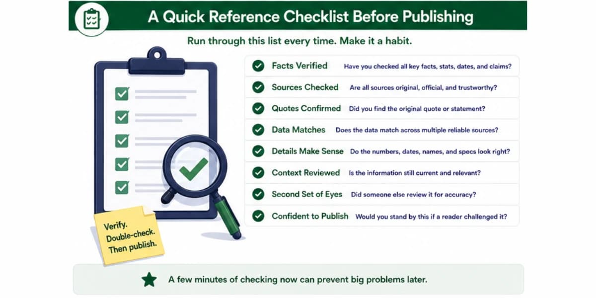 Reference checklist before publishing AI content