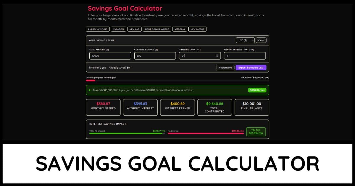 Savings Goal Calculator