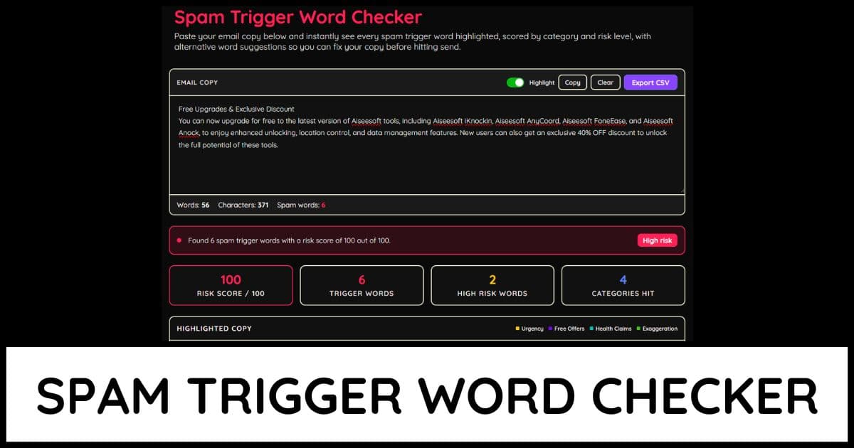 Spam Trigger Word Checker