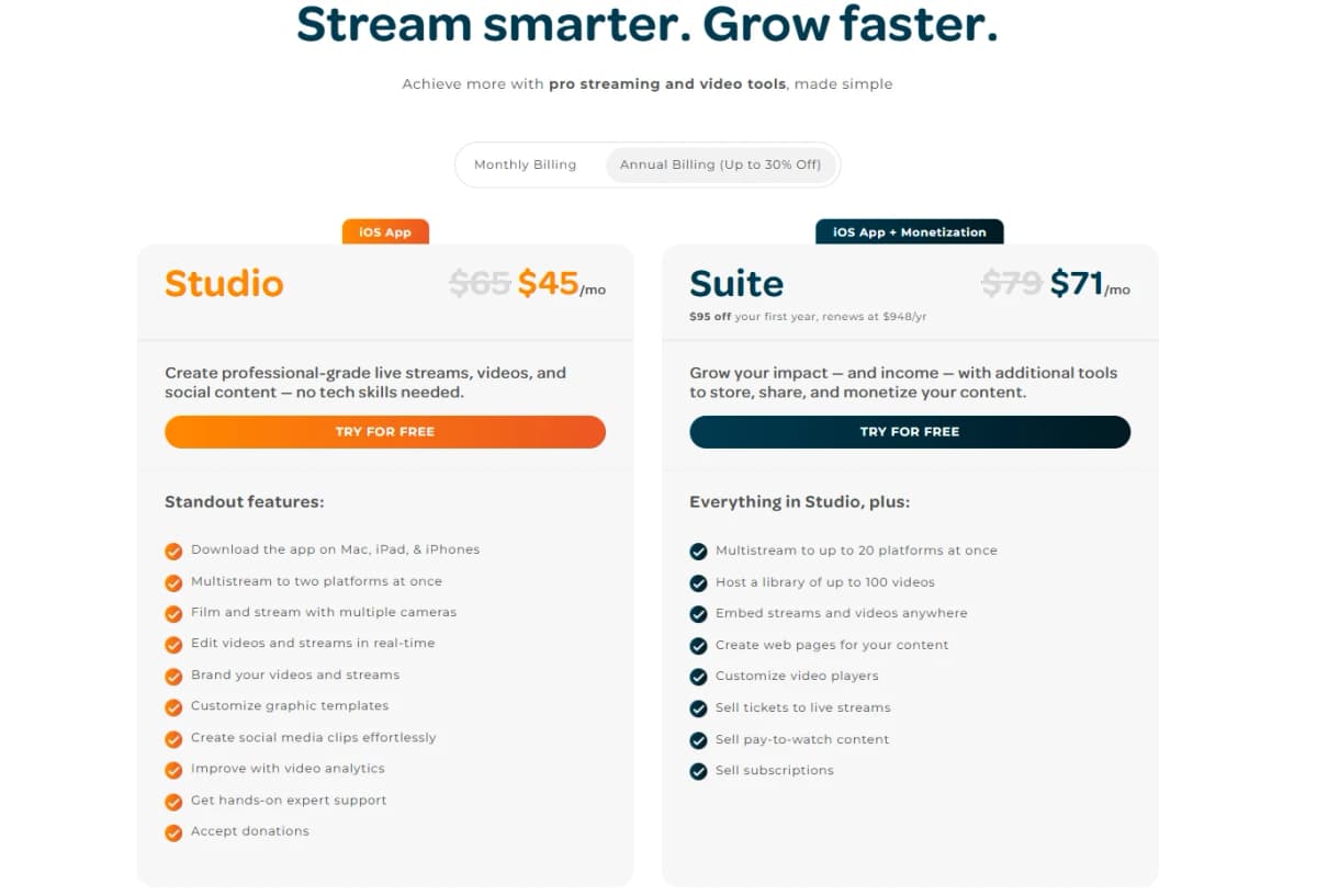 Switcher Studio Pricing Plans