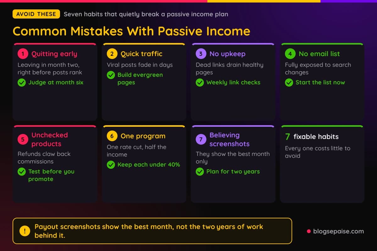 Common mistakes that break passive affiliate income