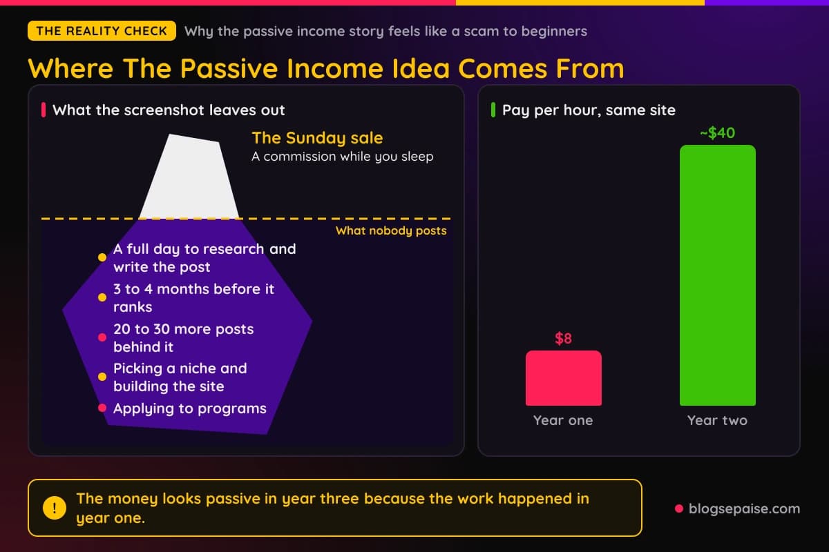 The passive income promise compared with the real affiliate timeline