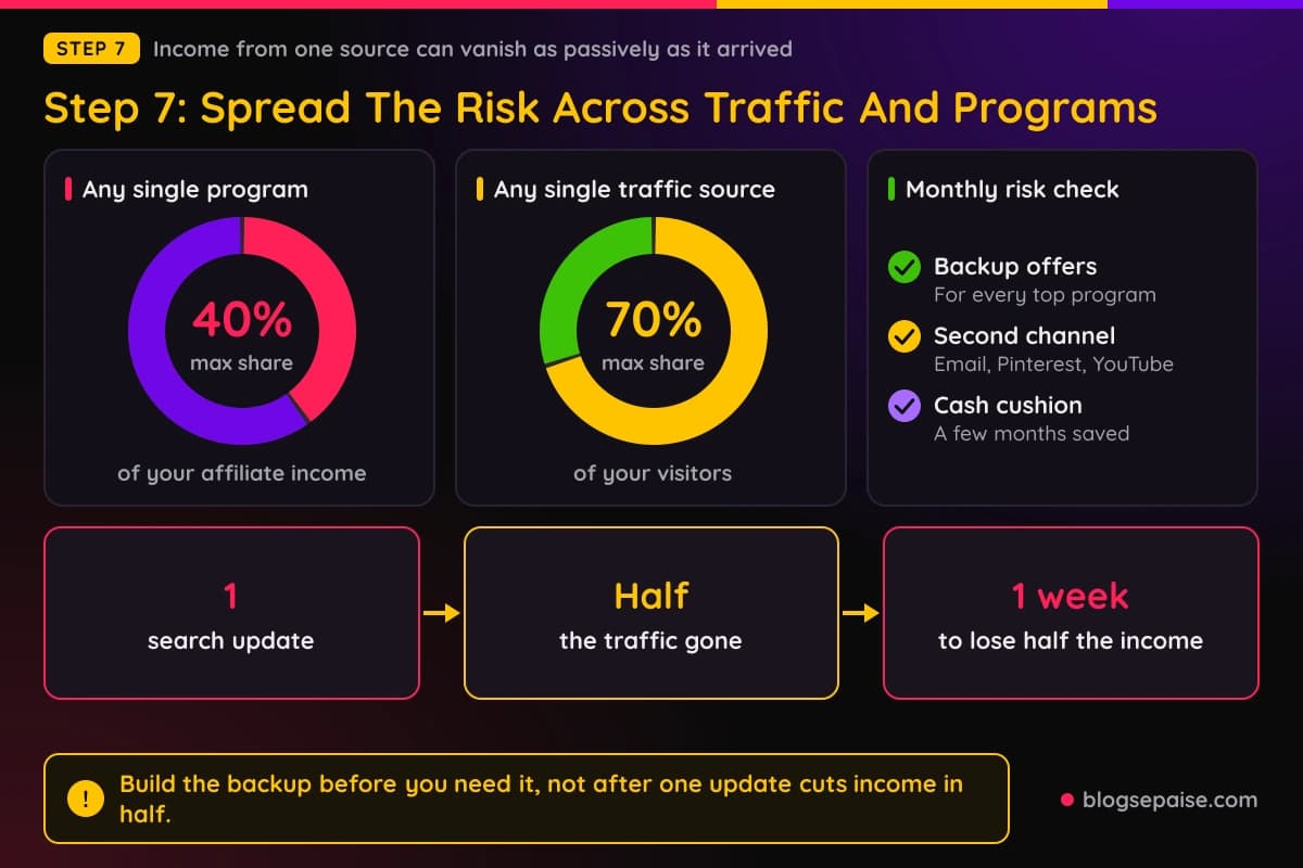 Spreading affiliate income risk across traffic and programs