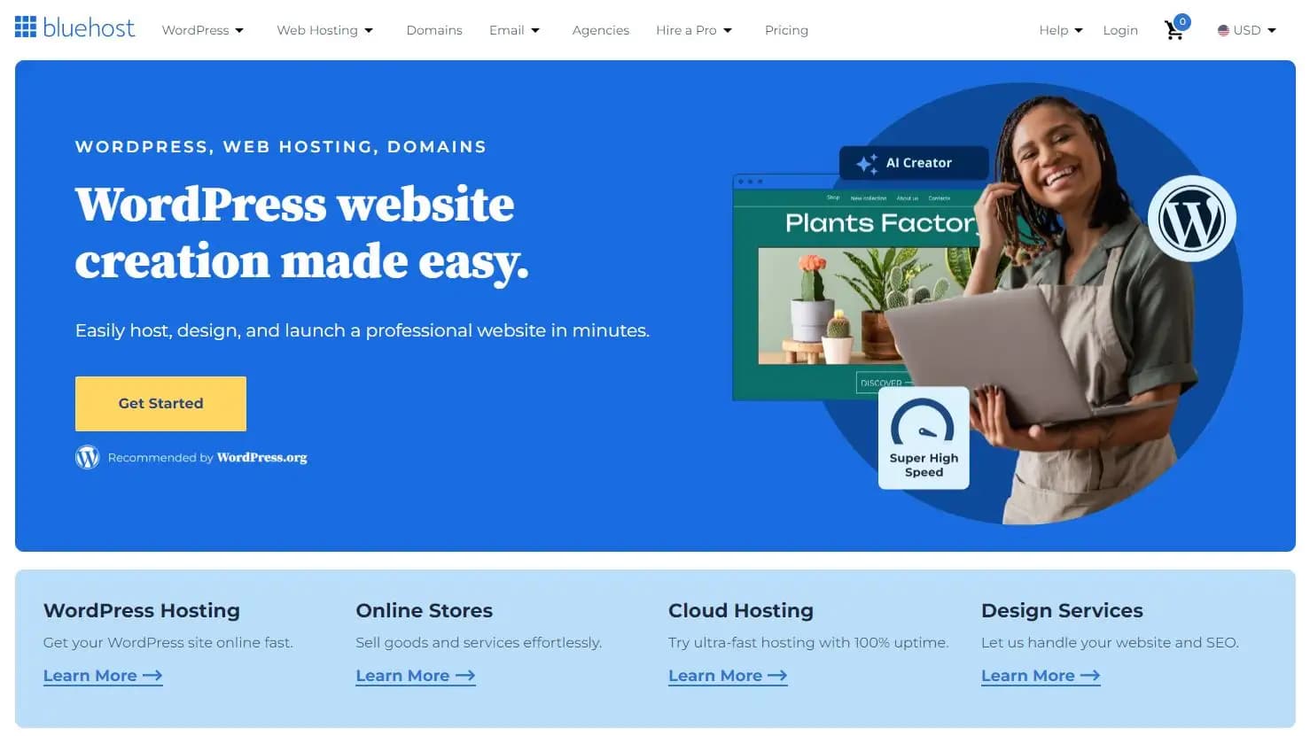 Bluehost cloud hosting