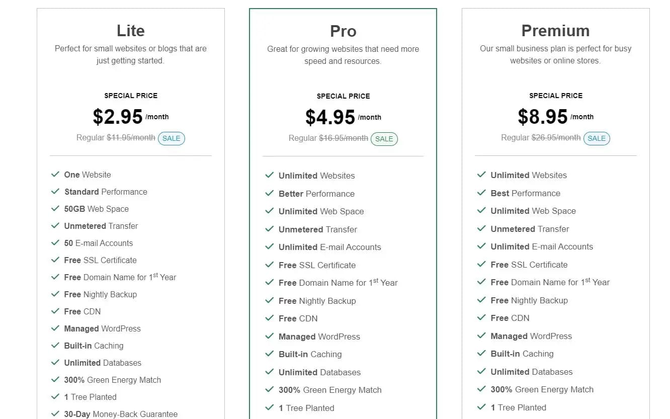GreenGeeks pricing
