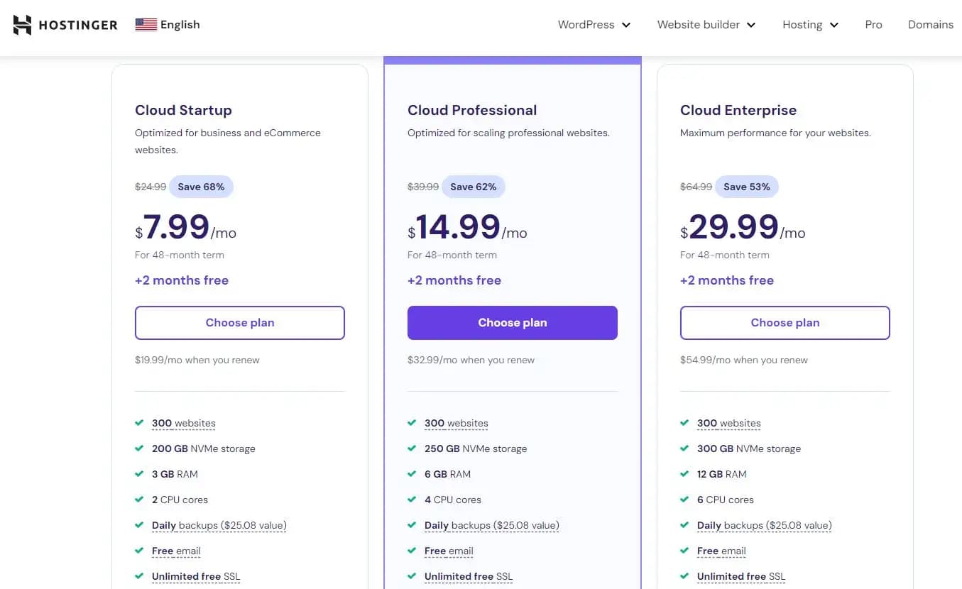Hostinger pricing