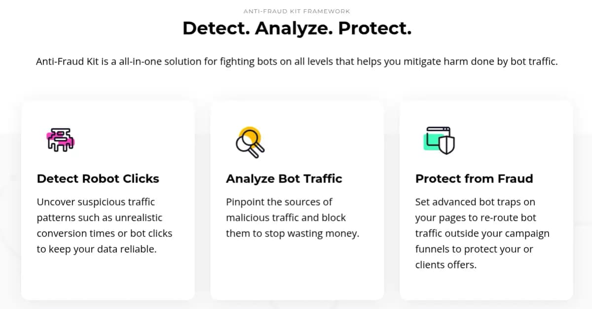 Voluum anti-fraud kit features