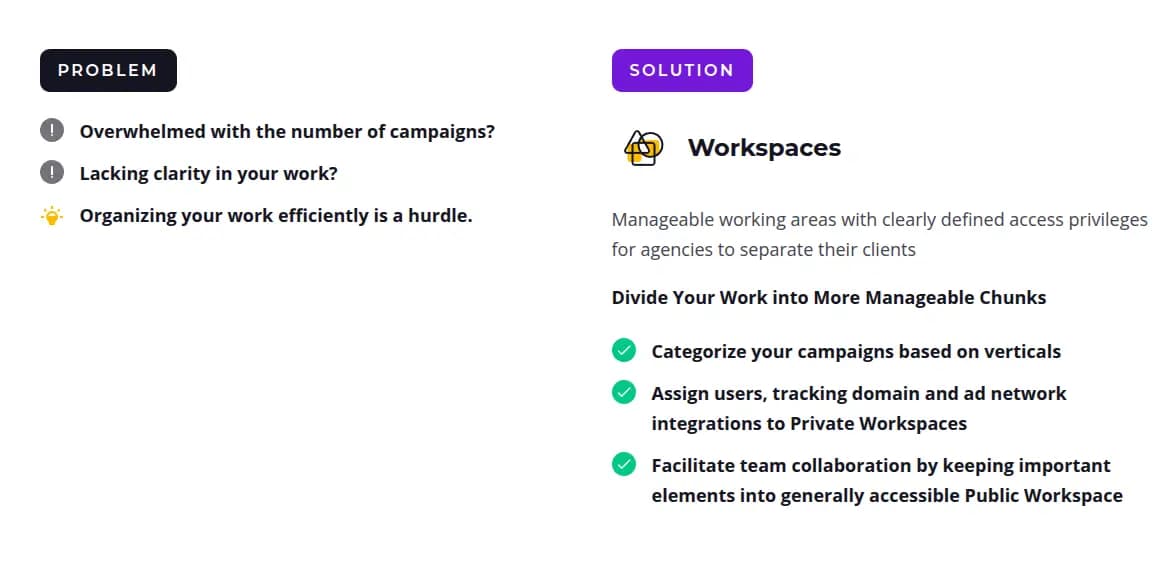 Voluum management and collaboration features
