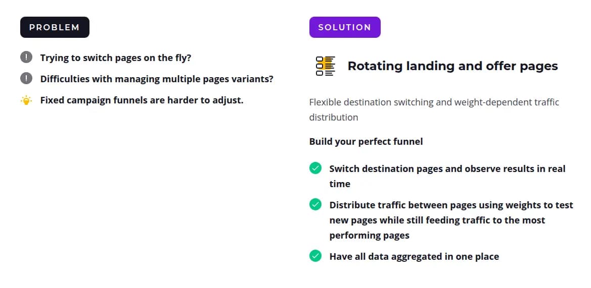 Voluum optimization features