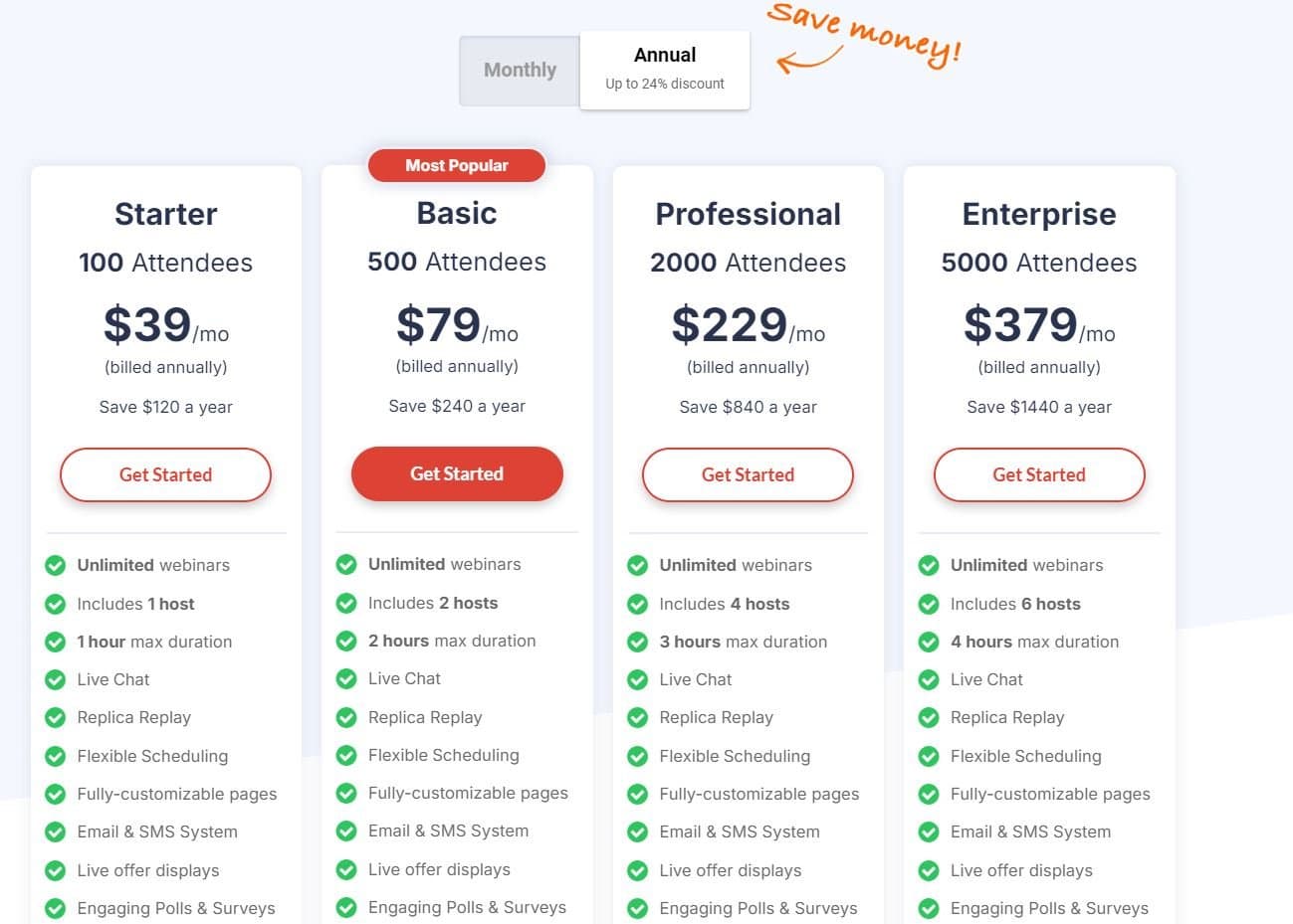 WebinarJam Pricing Plan