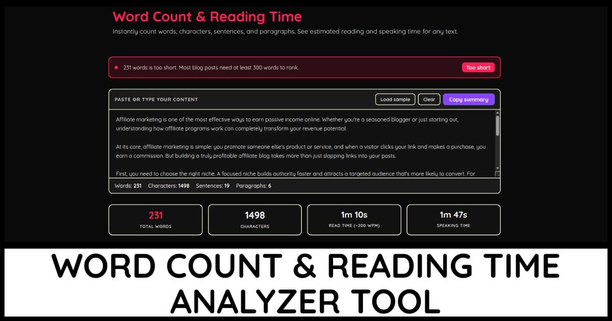 Word Count & Reading Time