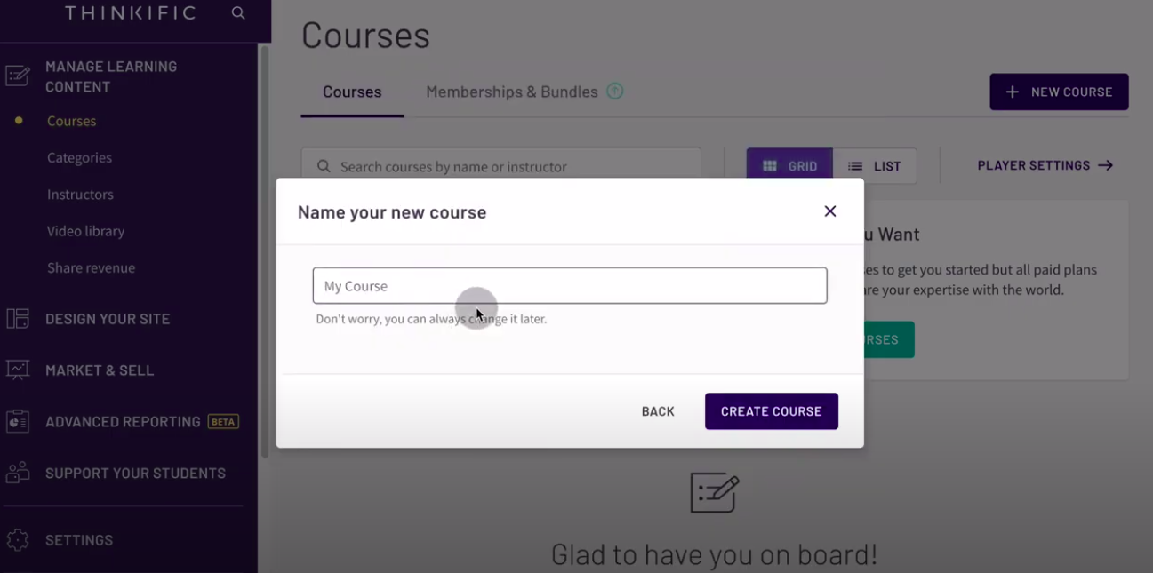 Thinkific-review-tutorial-create-course